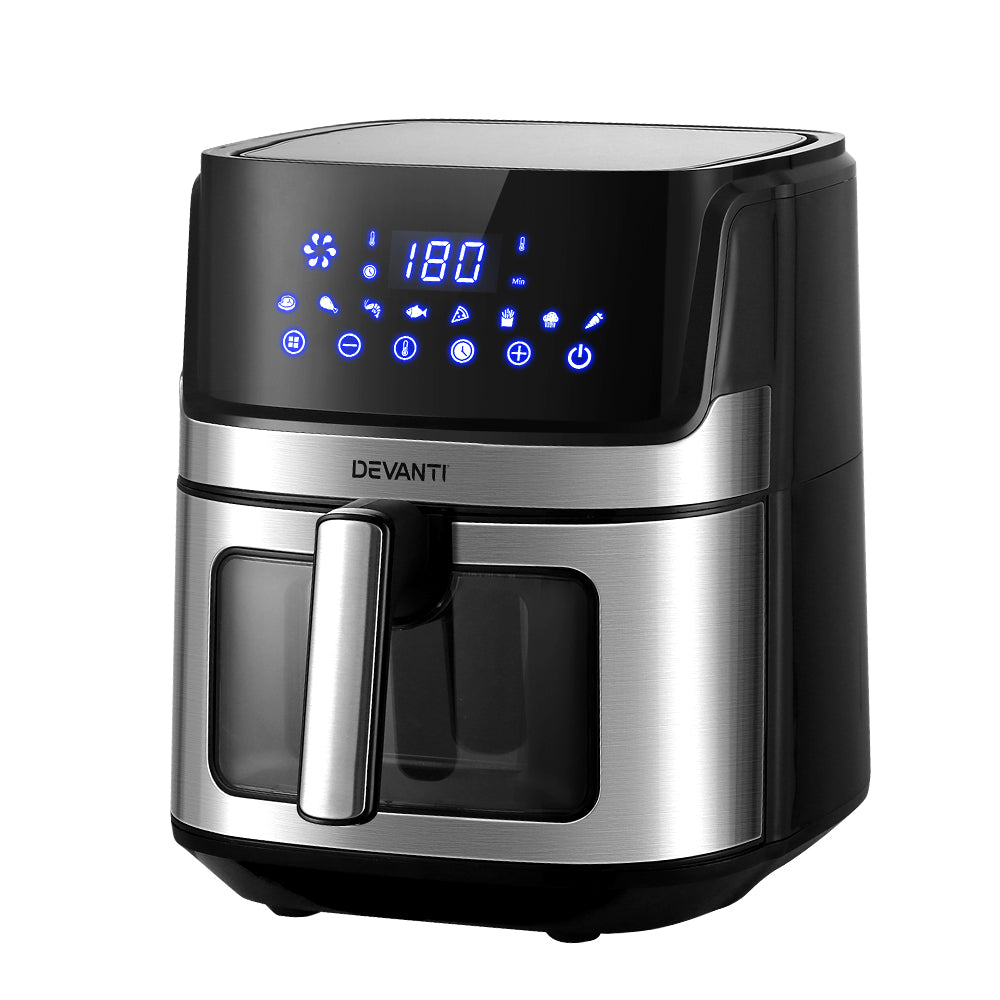 Devanti Air Fryer 6.5L LCD Fryers Clear Window