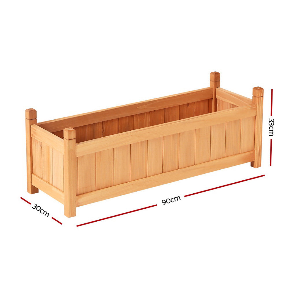 Greenfingers Garden Bed 90x30x33cm Wooden Planter Box Raised Container Growing