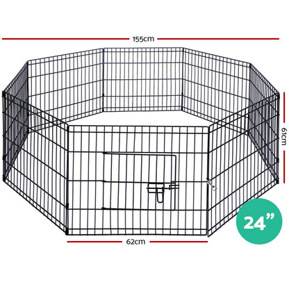 i.Pet 24" 8 Panel Dog Playpen Pet Fence Exercise Cage Enclosure Play Pen