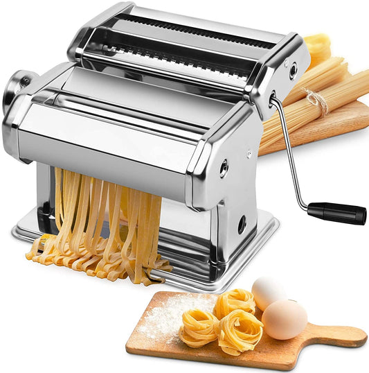 Pasta Maker Manual Steel Machine with 8 Adjustable Thickness Settings