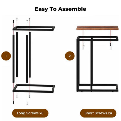 EKKIO C-Shaped End Table with Anti Slip Base (Walnut)