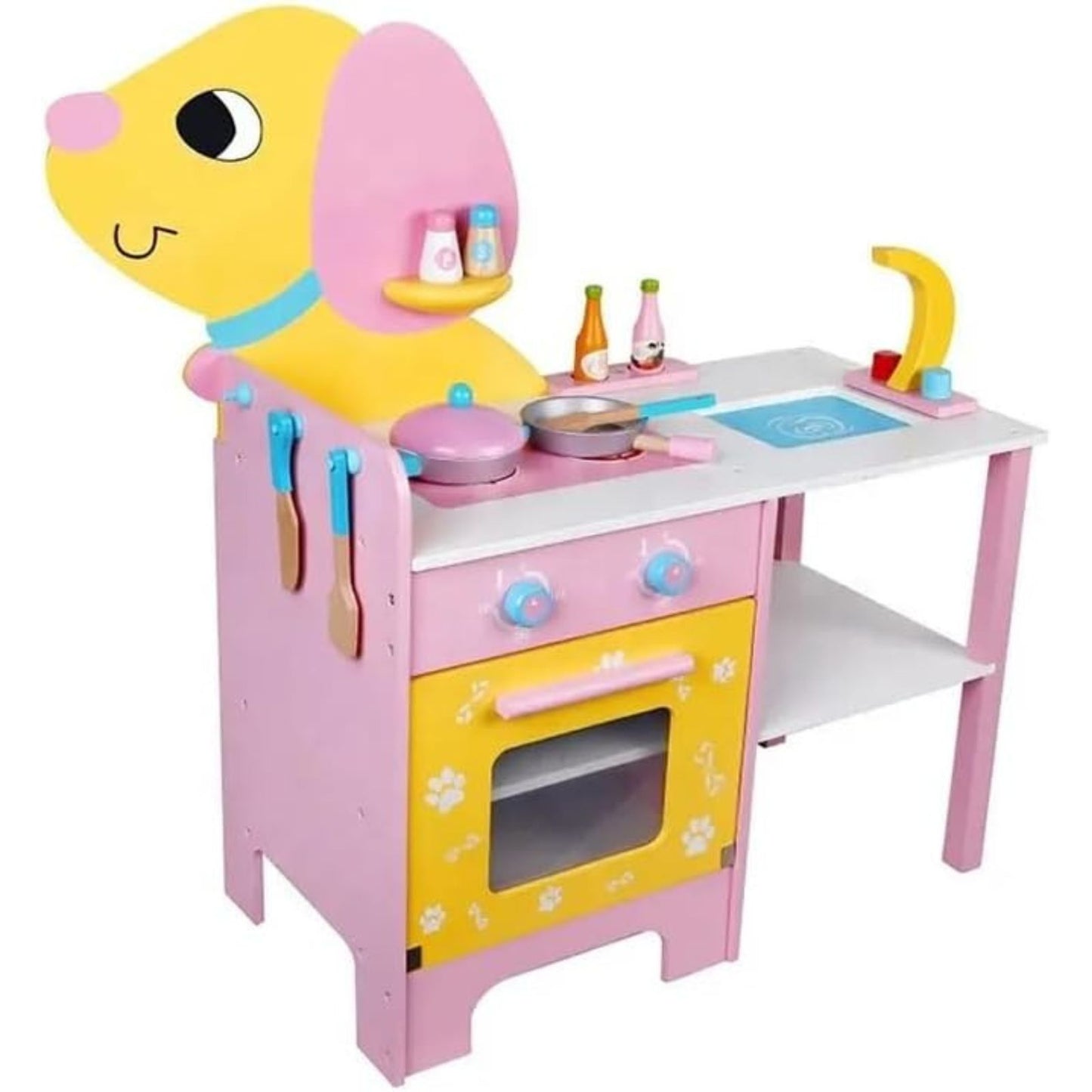 EKKIO Wooden Kitchen Playset for Kids (Puppy Shape Kitchen Set)