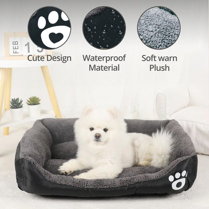 FLOOFI Pet Bed Square L Size (Black+Dark Grey)