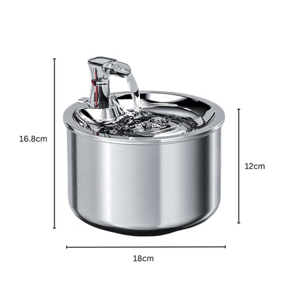 FLOOFI 2L Stainless Steel Pet Water Fountain for Cats and Small Dogs