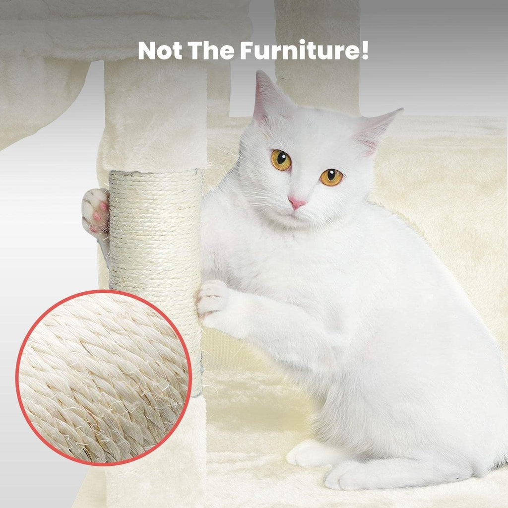 Floofi 97cm Adjustable Base Plush Cat Tree Beige