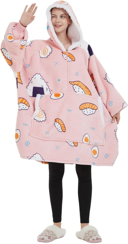 GOMINIMO Hoodie Blanket Adult (Pink Sushi)