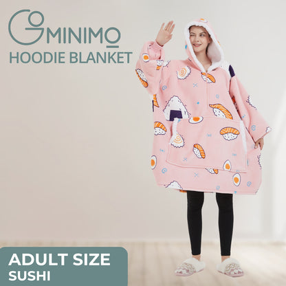 GOMINIMO Hoodie Blanket Adult (Pink Sushi)