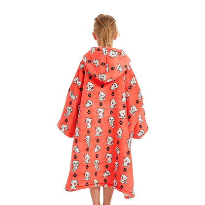 GOMINIMO Hoodie Blanket (Kids Cat Red)