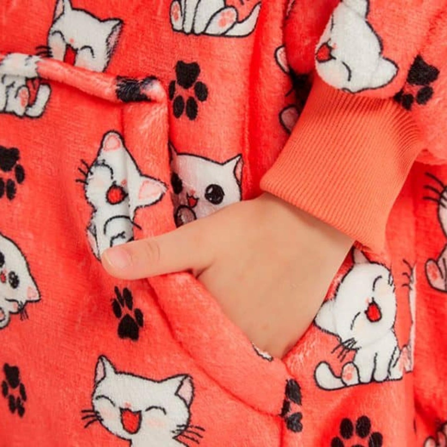 GOMINIMO Hoodie Blanket (Kids Cat Red)