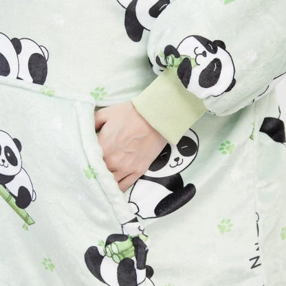 GOMINIMO Hoodie Blanket (Adult Panda Green)