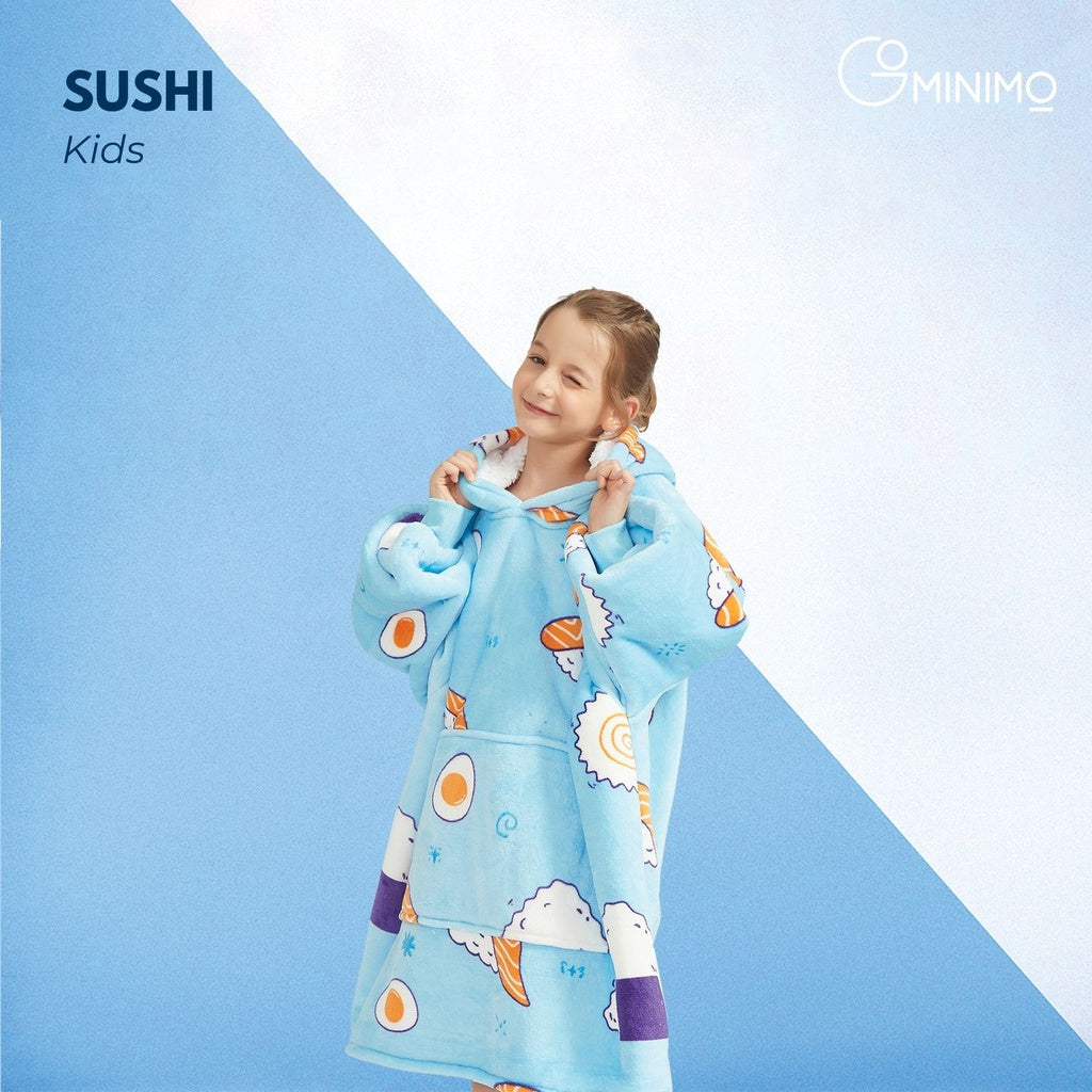 GOMINIMO Hoodie Blanket Kids Sushi Blue