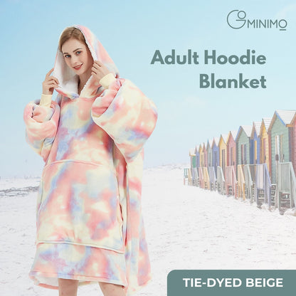 GOMINIMO Hoodie Blanket Adult Tie-Dyed Beige