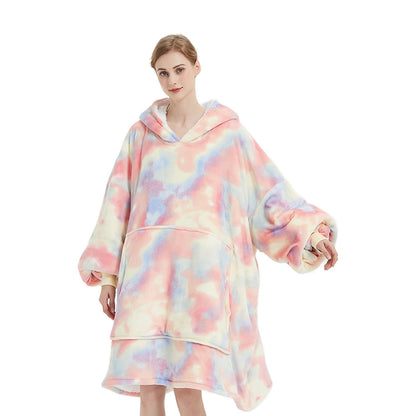 GOMINIMO Hoodie Blanket Adult Tie-Dyed Beige