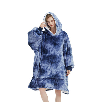 GOMINIMO Hoodie Blanket Adult Tie-Dyed Blue