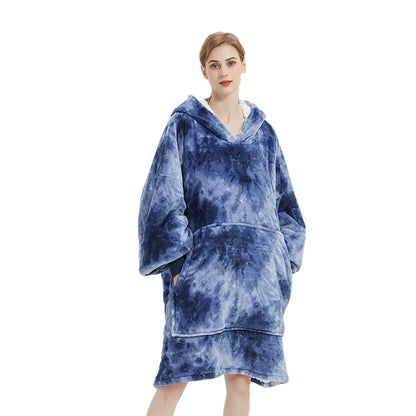 GOMINIMO Hoodie Blanket Adult Tie-Dyed Blue