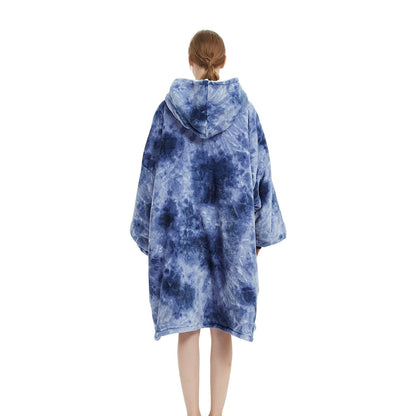 GOMINIMO Hoodie Blanket Adult Tie-Dyed Blue