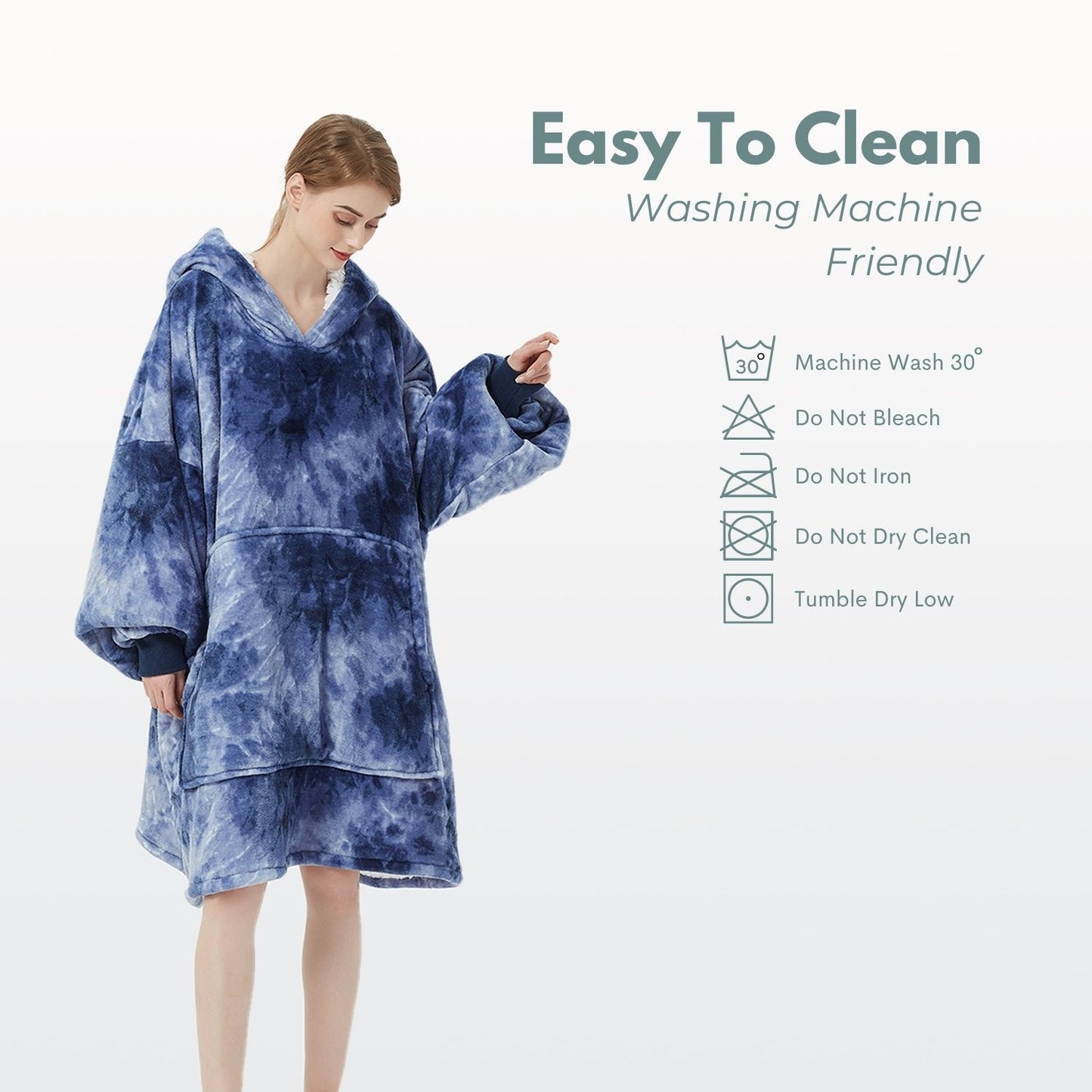 GOMINIMO Hoodie Blanket Adult Tie-Dyed Blue