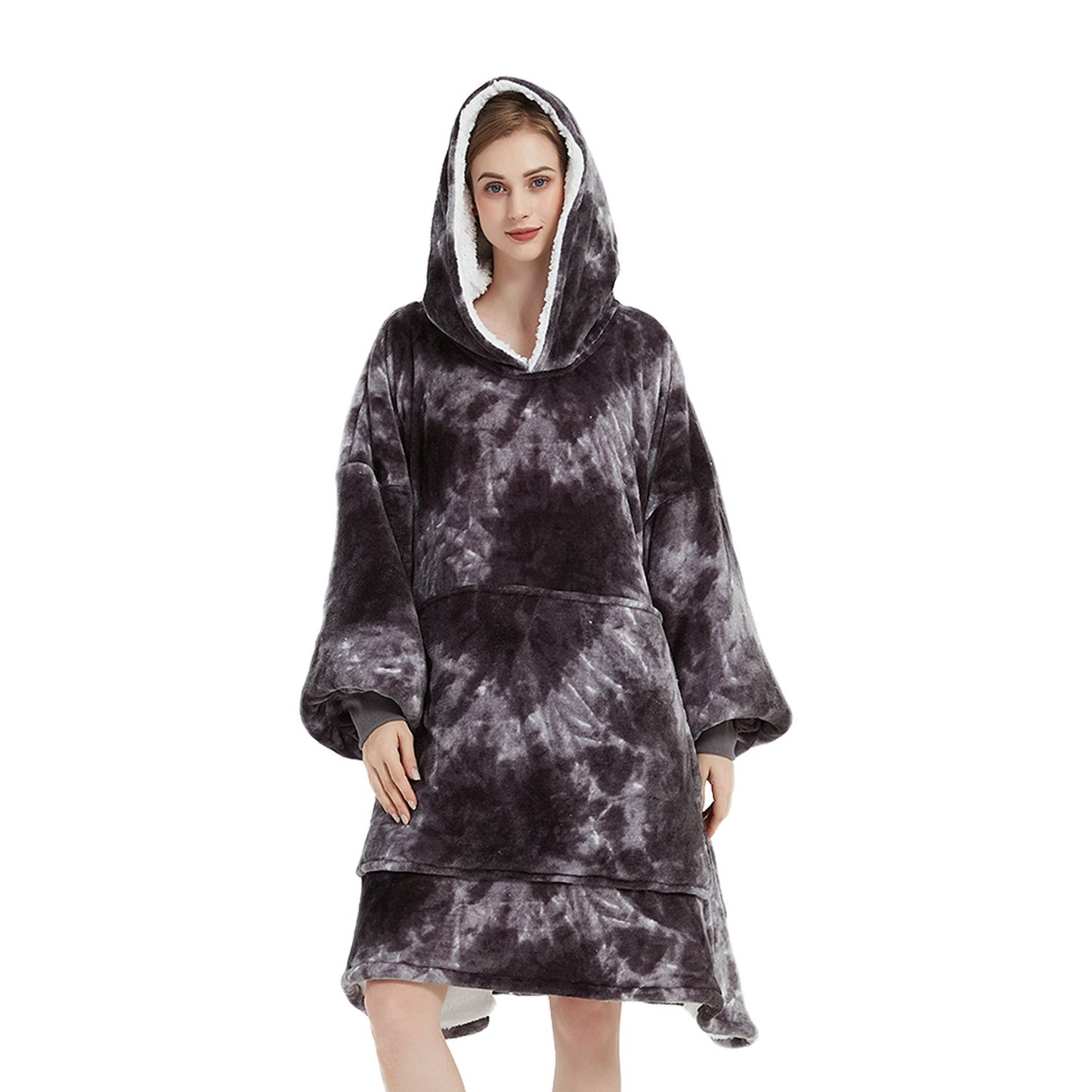 GOMINIMO Hoodie Blanket Adult Tie-Dyed Grey