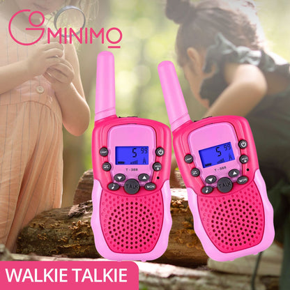 GOMINIMO 2 Pack Walkie Talkies for Kids with 40 Channels & LED Flashlight & LCD Screen (Pink)