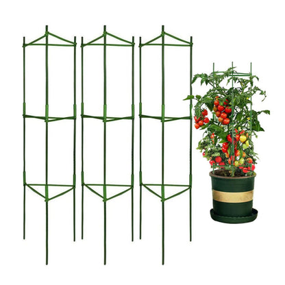 NOVEDEN 3 Sets Tomato Supports Cages with 20 Clips , 50 Twist Tie and 30meters Rope (Green)