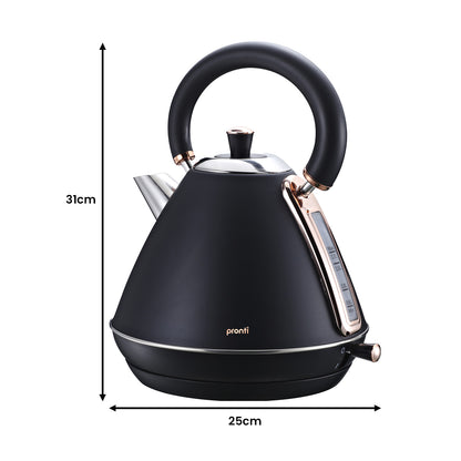 Pronti 1.7L Rose Trim Collection Kettle - Black