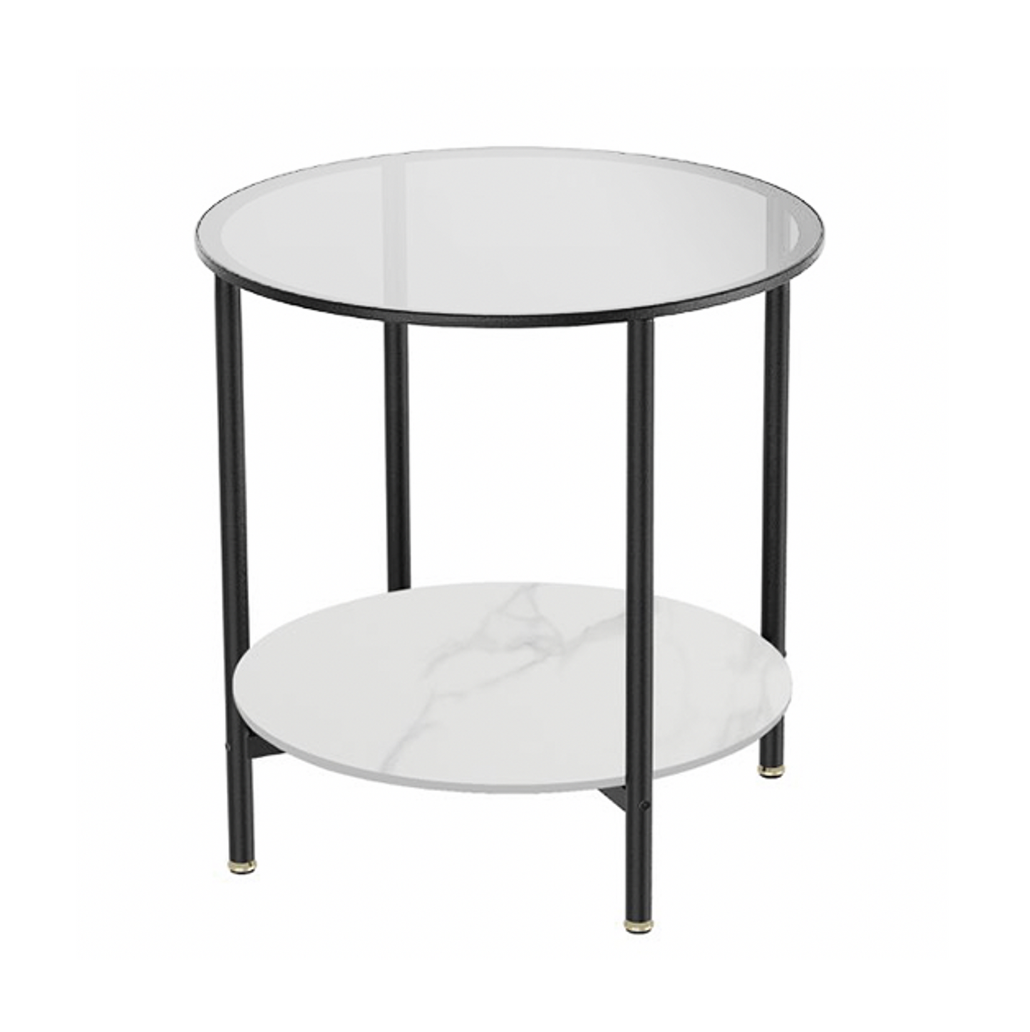 Interior Ave - Cosmopolitan Two Tier Mix Side Table - Marble & Glass