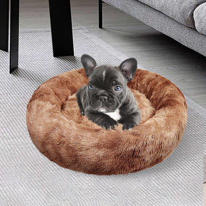 Pawfriends Dog Cat Pet Calming Bed Warm Soft Plush Round Nest Comfy Sleeping Kennel Cave AU