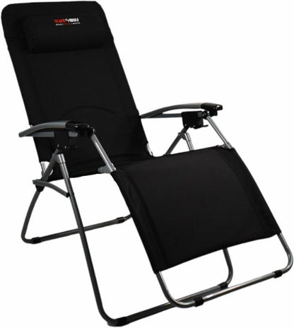 BlackWolf Folding Reclining Lounger Chair Quick Fold Down - Jet Black