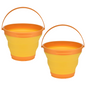 2x 7L Foldable Collapsible Silicone Bucket for Hiking/Camping/Fishing - Orange