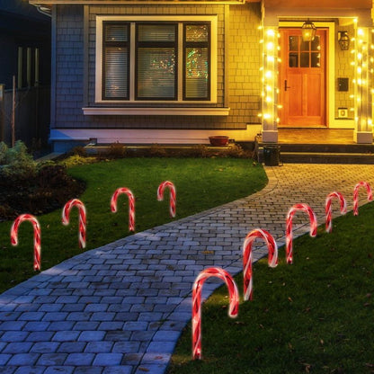 Solar Candy Cane Path Lights – 8 Pack, 32cm