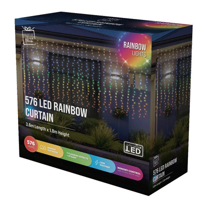 LED Curtain Lights Rainbow Color available in 2 sizes - 1.8 meter