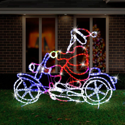 LED Ropelight Motorbike Crew Santa