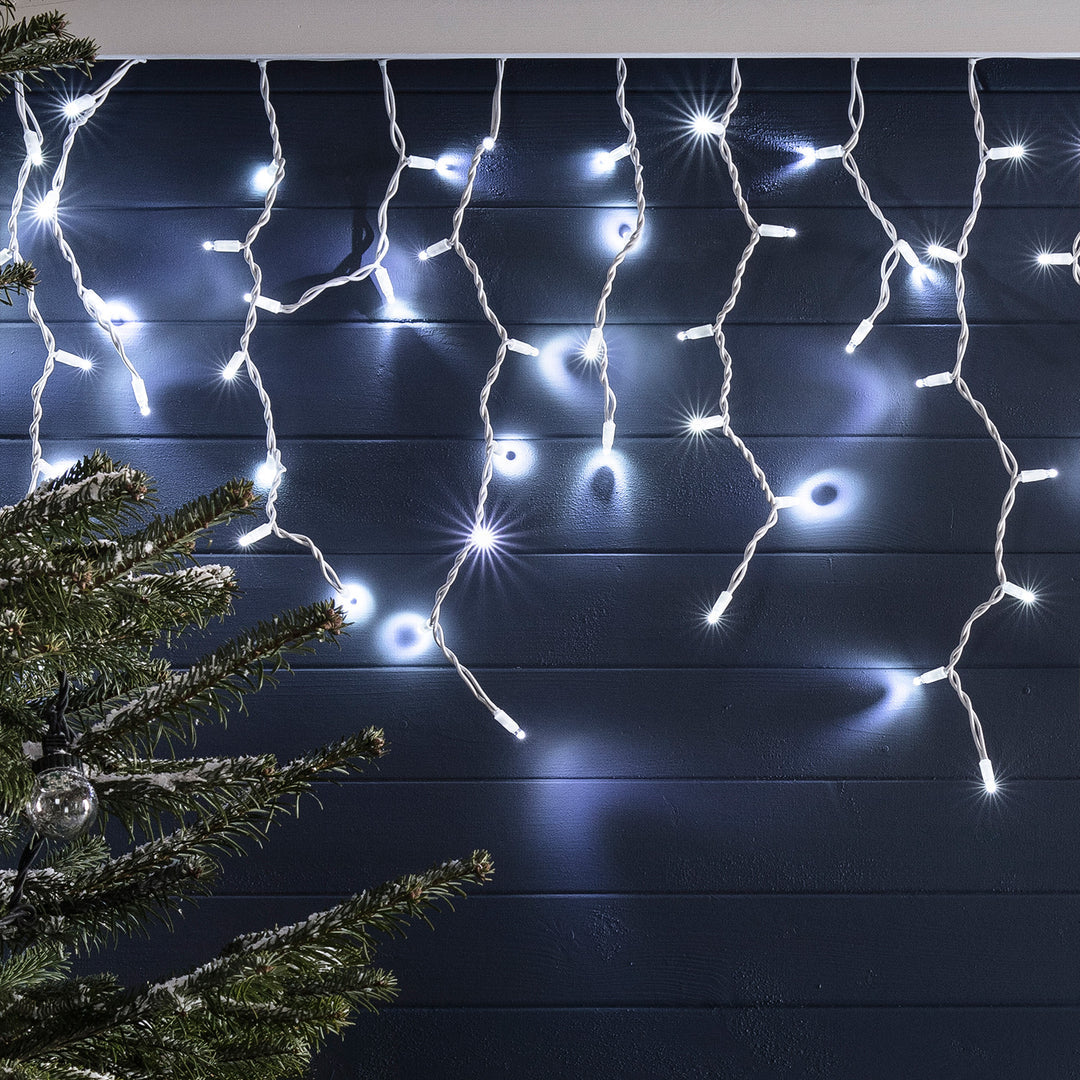 Battery Operated 300 LED Timer Icicle Lights – 11.8m x 48cm, available in 2 Colors - Cool White