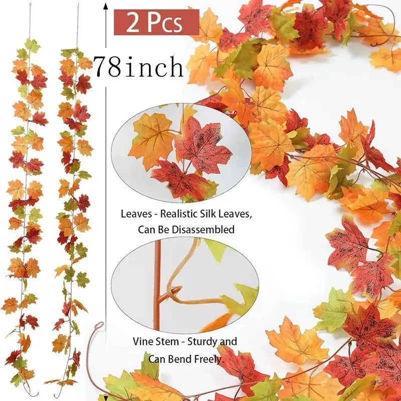 2M Artificial Fall Maple Leaf Garland