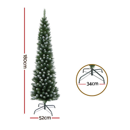 Jingle Jollys Christmas Tree 1.8m Xmas Tree Decorations Snowy 300 Tips