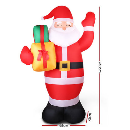 Jingle Jollys Christmas Inflatable Santa 2.4M Illuminated Decorations