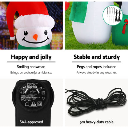 Jingle Jollys Christmas Inflatable Snowman 1.8M Illuminated Decorations